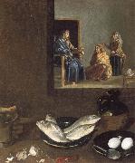 Diego Velazquez Detail of Kitchen Scene with Christ in the House of Martha and Mary oil painting reproduction